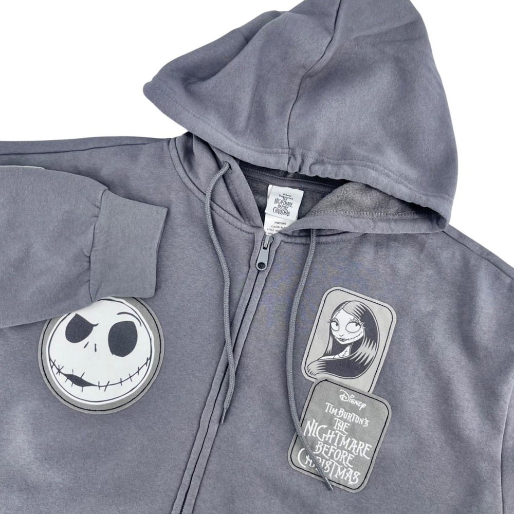 Disney The Nightmare Before Christmas XXL Multi Patch Full Zip Hoodie Black NEW